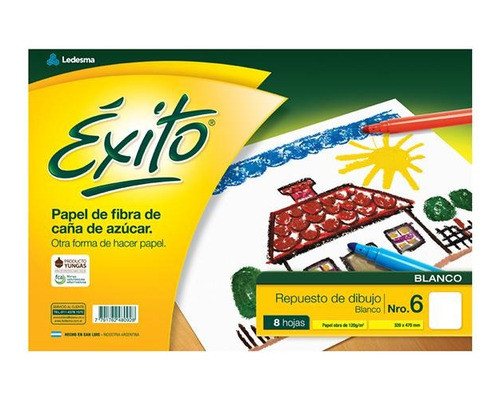Repuesto De Dibujo Escolar Exito N° 6 Blanco X 8 Hojas 0