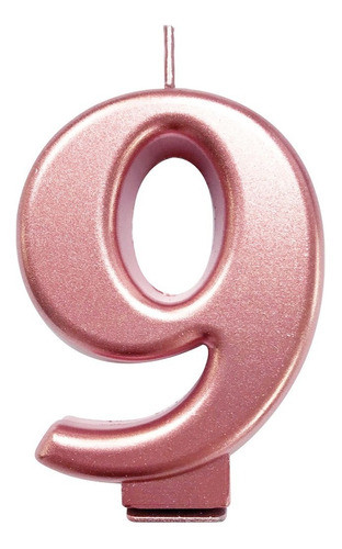 Número 9 - Vela Cromada Metalizada Rose Gold Para Bolo 0