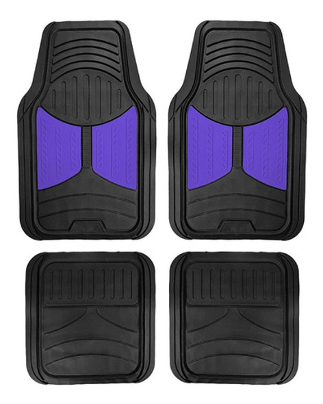 Alfombras Para Autos De Goma Resistente Negro Y Azul 0