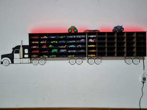 Camión Repisa Para 60 Autitos Hot Wheels Con Luz Control 1
