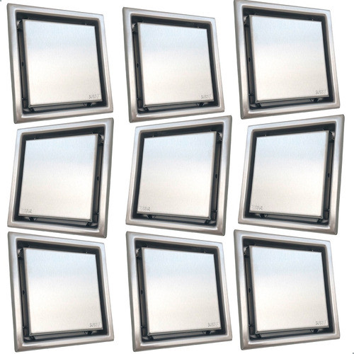 9 Ralo Quadrado 11x11 Inox Invisível Oculto Antiodor Kit 9un 0