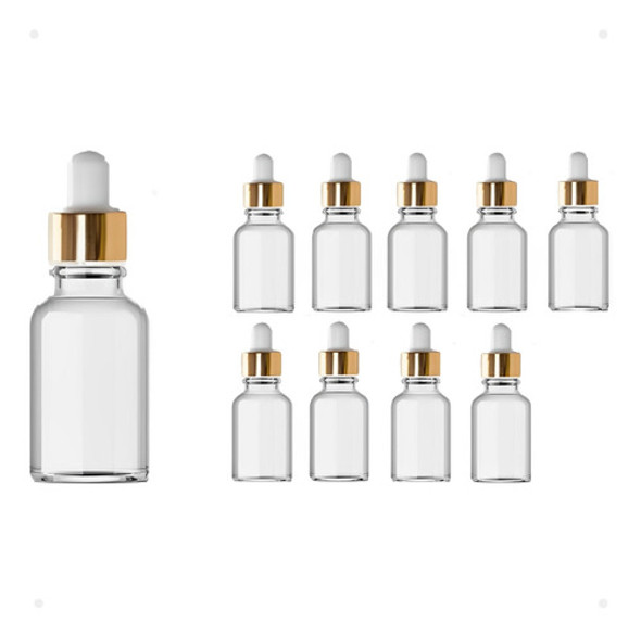 Kit C/ 10 Frasco De Vidro Cristal Com Conta Gotas 30ml 0