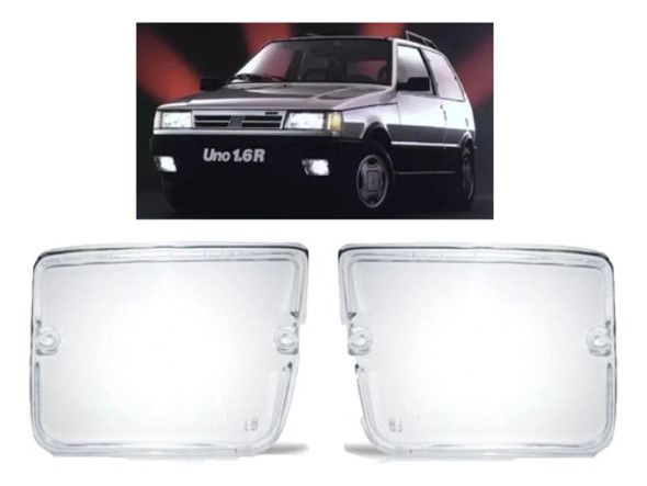 Juego X2 Par Lentes  Faro Auxiliar P/ Fiat Uno Scr Acrilicos 1