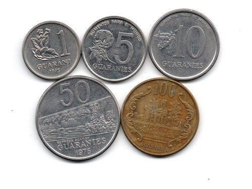 Paraguay Lote 5 Monedas Diferentes Guaranies Dec. '70 A '90 0