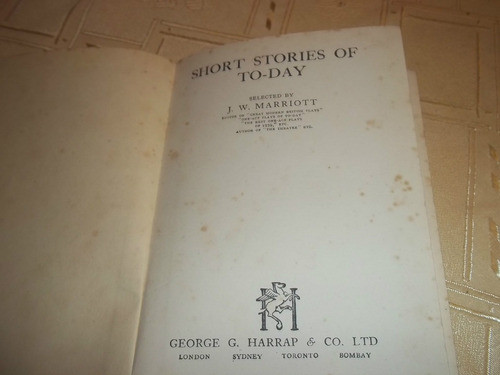 Short Stories Of To - Day - J. W. Marriott 1