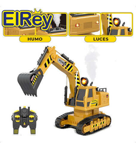 Excavadora A Control Remoto Con Humo Y Luces Vehículo El Rey 1