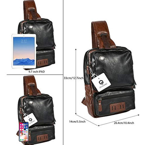 Qichuang Hombres Bolso De La Honda De La Vendimia De Cuero D 1