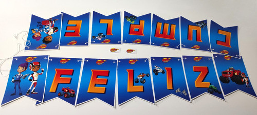 Banderin Deco Feliz Cumple Blaze And The Monster Machines 0