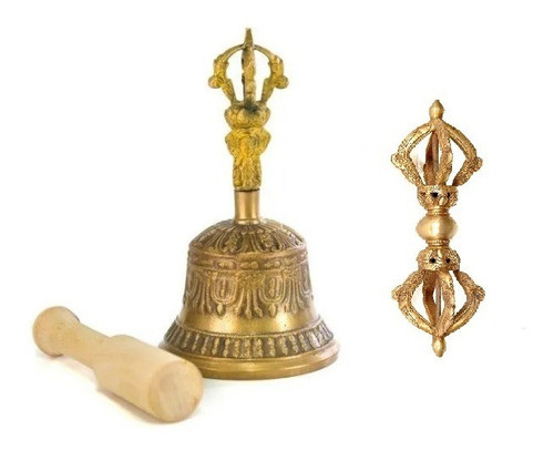 Campana Tibetana Labrada 7 Metales C/ Baqueta & Dorje- Vajra 0