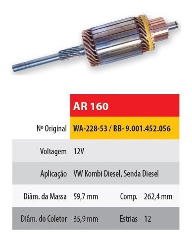 Inducido 12v Volkswagen Gol Diesel Con Wapsa 0