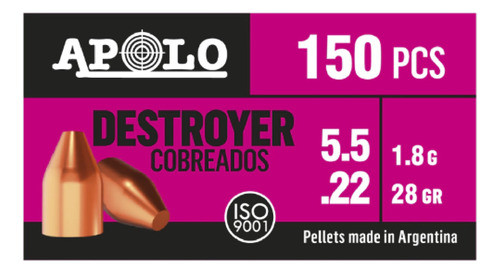 Balines Apolo Destroyer Cobreado C.5.5 X 150 Unidades 28 Fra 0