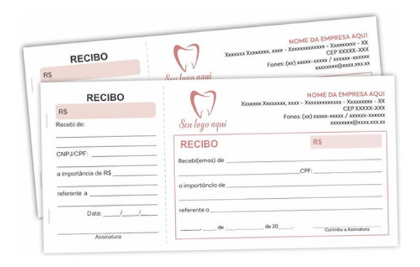 600 Recibos Personalizados Com Canhoto (12bls 50fls 10x21cm) 0