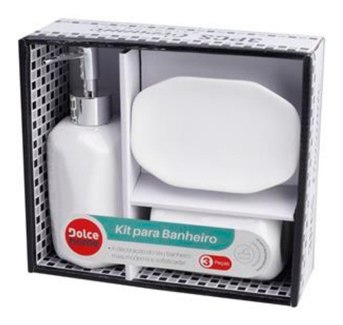 Conjunto Para Banheiro 3 Pçs Cerâmica Lis Branca Dolce Home 1