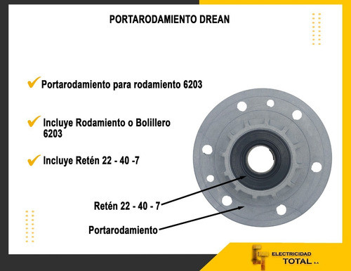 Portarodamiento Bolillero Lavarropas Drean Gold Blue 6.06 1