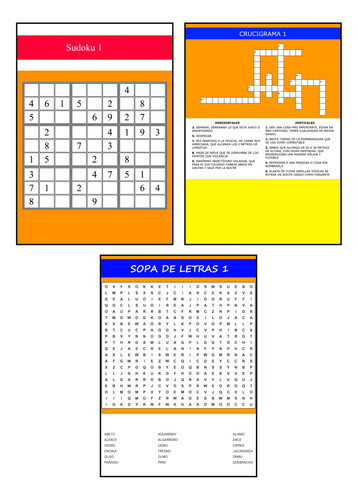 Crucigramas, Sopas De Letras Y Sudokus Pdf Imprimibles 0