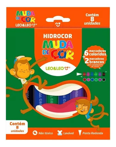 Estojo Hidrocor Muda De Cor Leoeleo C/8cores. 0