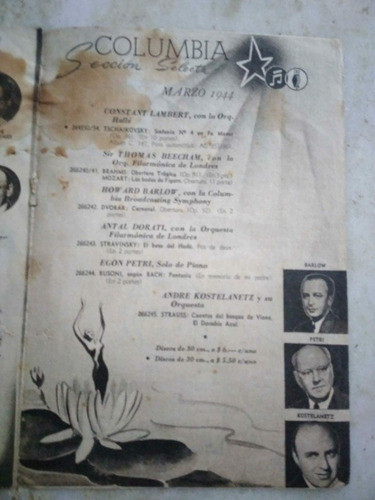 Catalogo Odeon/columbia,marzo 1944,discos Jazz,bailables,etc 1
