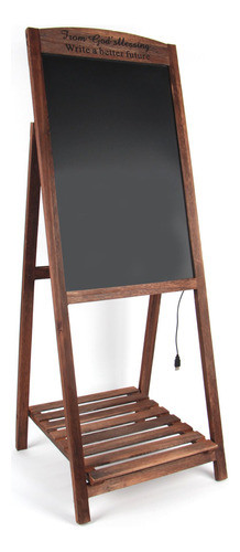 Pizarra Cartel Con Luz Led Marco De Madera Con Pie Y Repisa 0