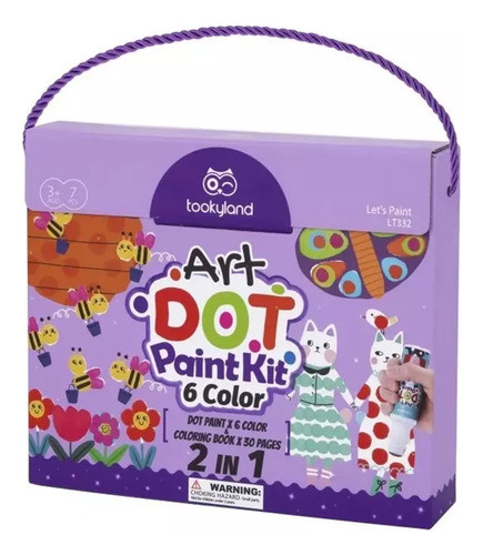 Kit De Arte Con Libro P/ Colorear Y Pintura X6 Colores Niños 0