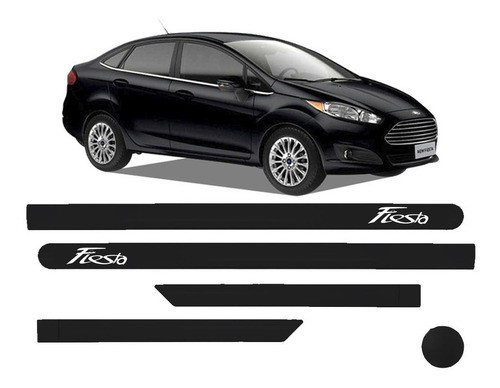 Jogo Friso Lateral New Fiesta Sedan Preto Bristol 2013 2014 0
