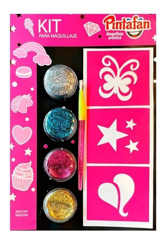 Kit Maquillaje Artistico Glitermania 4 Colores Y Pincel 0