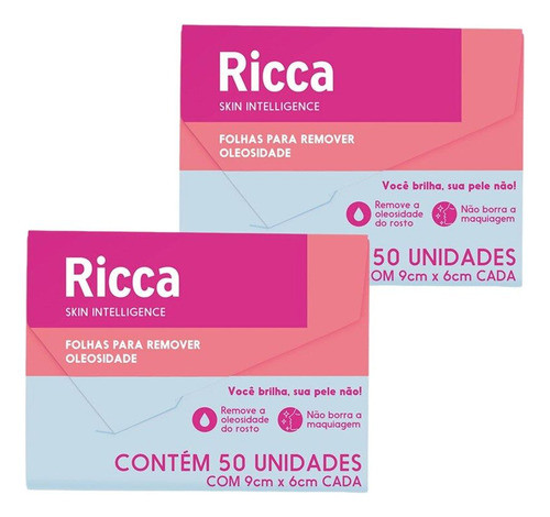 Kit 2 Lenços Removedor Oleosidade Limpador Ricca 50un 9x6cm 0