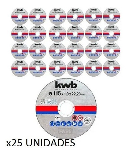 Discos De Corte 115 Mm Kwb 115 X 1 Mm X25 Unidades 0