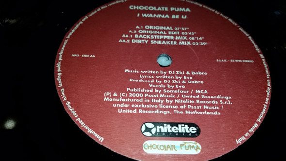 Chocolate Puma I Wanna Be U Vinilo Maxi Italy 2000 Excelente 0