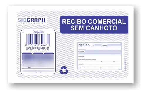 Recibo Comercial S/canhoto 50 Fl 144x89 Mm Pc C/20 Un - 4083 0