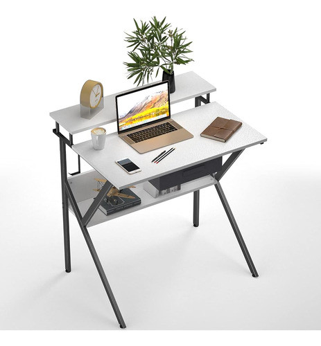 Aludest Escritorio De Computadora Con Mesa De Estante De 2 N 0