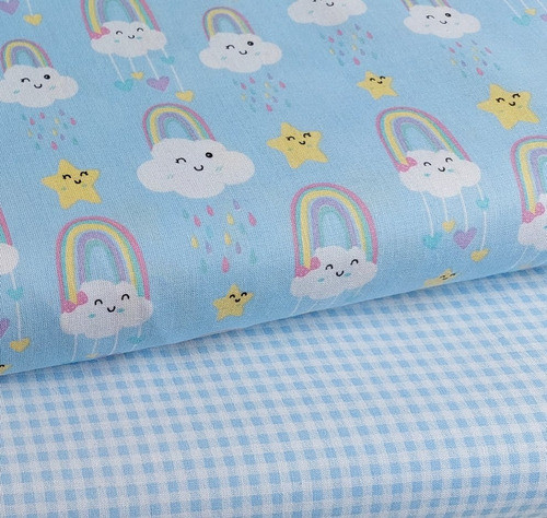 Kit Tricoline Infantil Nuvem Azul 70 X 50 Cm - 2 Unid 0