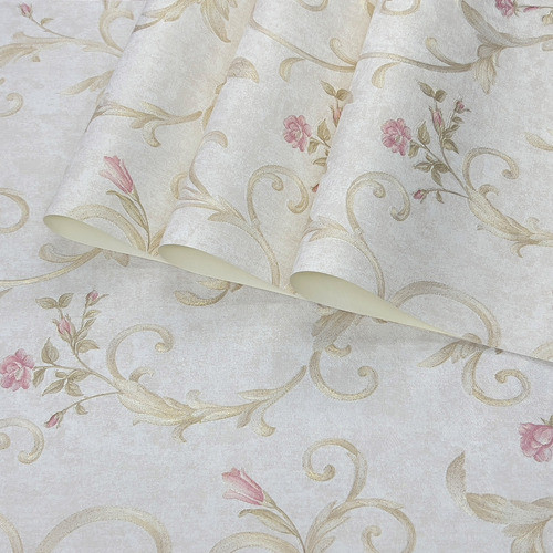 Kit 2 Rolos Papel De Parede Floral Ramos Dourado + Cola 0