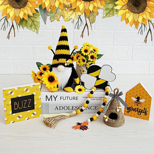 Decoraciones De Abejas, Spring Farmhouse Honey Bee Tiered Tr 1