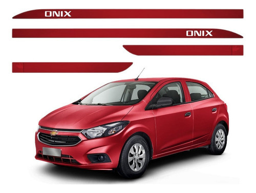 Jogo De Friso Lateral Slim Gm Onix Vermelho Chili 2013 2014 0