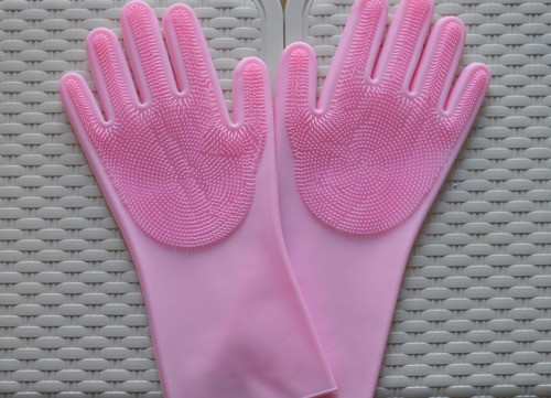 Guantes Silicona Esponja Lavaplatos Cocina Mascota X 2 1