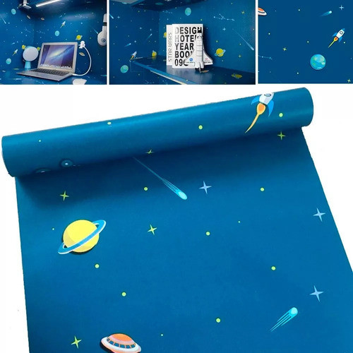 Empapelado Adhesivo Pared Planetas Espacio Naves 0