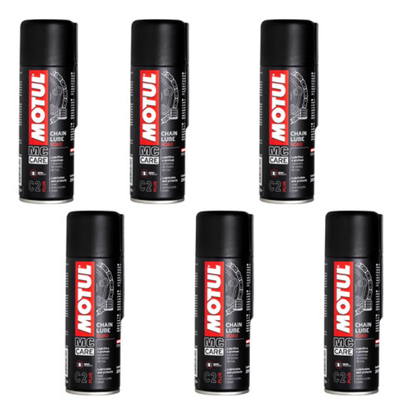Kit 6 Sprays Lubrificante Correntes Motos Street Motul C2+ 0