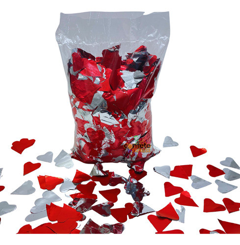 Papel Picado Sky Paper Metalizado Coração Vermelho 1kg 0