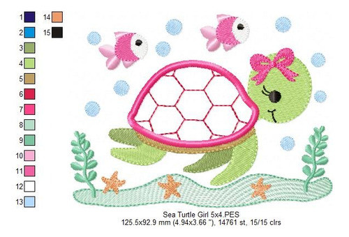 Matriz Para Bordados Maquina Tortugas Marina Niña 167 1