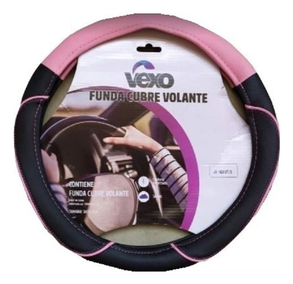 Cubre Volante Vexo 38cm Cuero Ecologico Negro Rosa Maranello 0