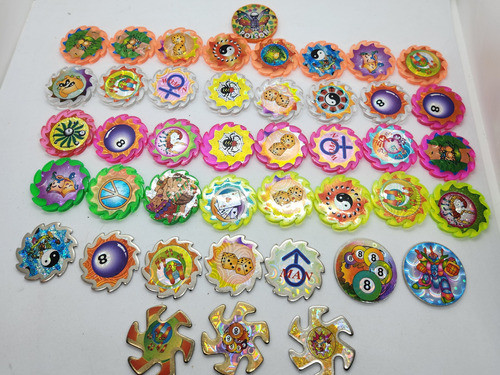 Lote De Tazos De Metal Y Acrílico, 51 Total, Vintage 0