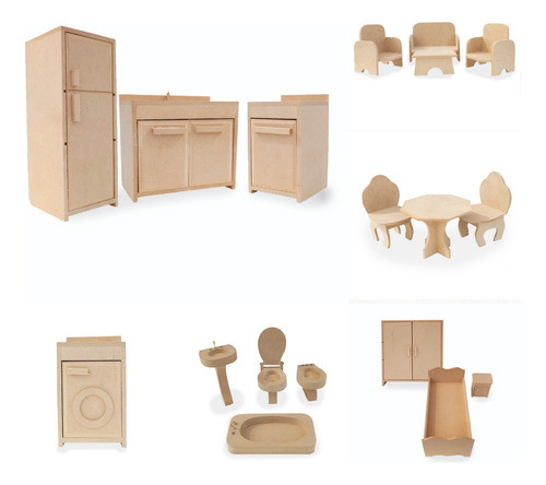 Combo Muebles Barbie Básico Juguetes Mdf. Bc 0