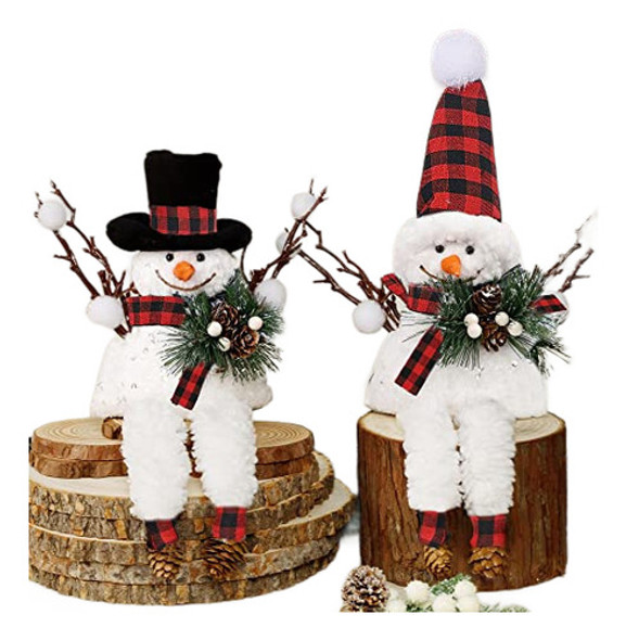 Adorno Navidad Muñecos Nieve Para Mesa Hogar 2 Unidades 0