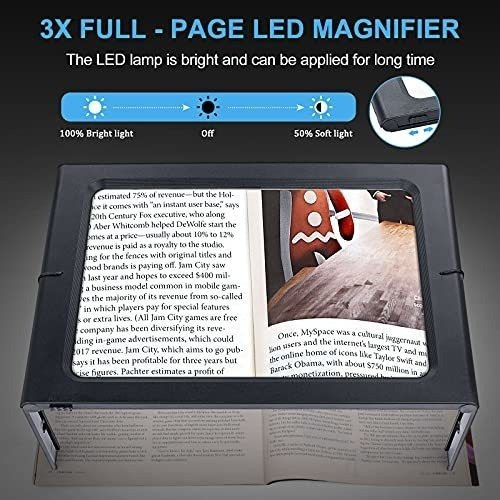 Lupa De Lectura Rectangular, Manos Libres Con 12 Luces Led. 1
