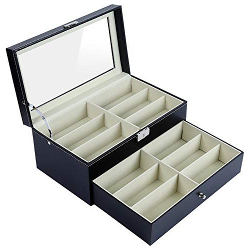 Kinjoek 12 Ranuras Organizador De Gafas De Sol De Dos Pisos 1