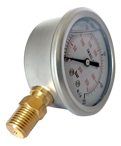 Manómetro Con Baño De Glicerina, 0-25 Bar Inferior 1/4  Npt 1