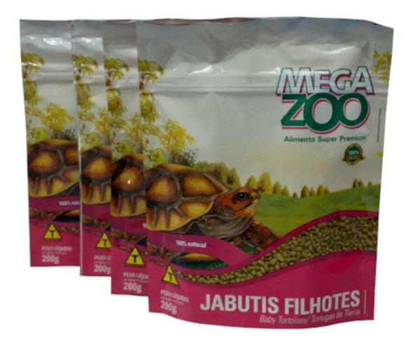 Ração Extrusada Megazoo Jabuti Filhote 200g Com 4 0