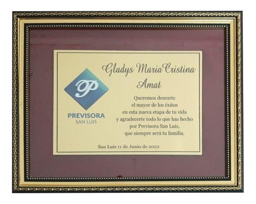 Cuadro Reconocimiento Homenaje Premio Placa Trofeo 0