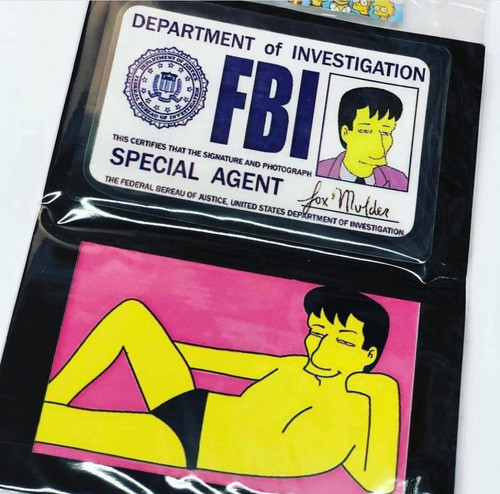 Credencial Doble Fbi Simpsons Fox Mulder Xfiles Coketacoketo 1