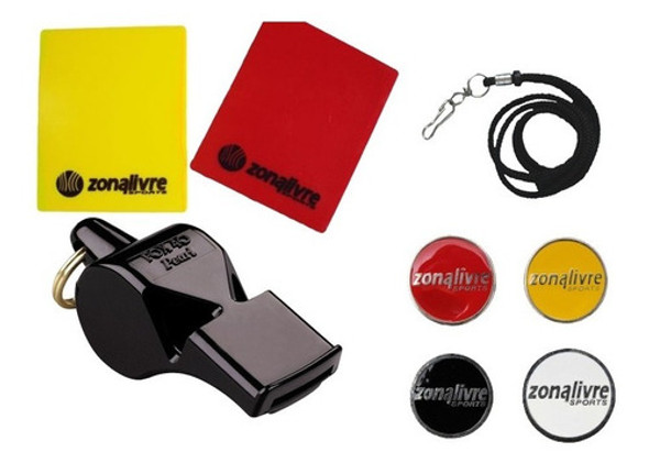 Kit Completo Apito Fox40 Cartão De Arbitro Moeda Toss Cordão 0